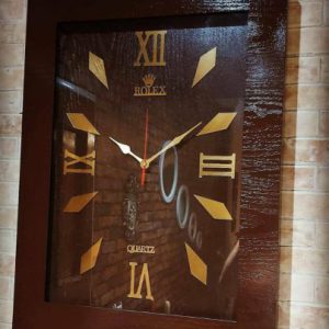 ساعت دیواری رولکس چوبی مستطیل