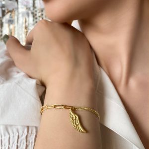 دستبند استیل با آویز بال فرشته